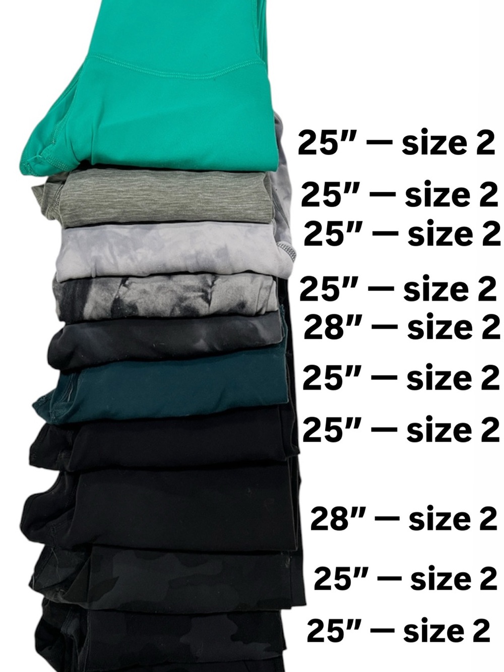COMING SOON — Lot of Lululemon Align, size 2, 25” & 28”, various colors